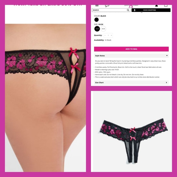 🆕️Crotchless Floral Thong- sz 1X🆕 - Picture 2 of 6